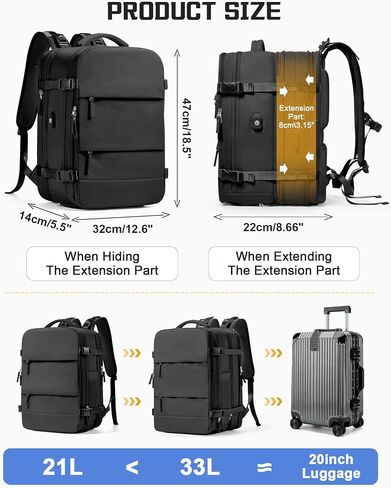 wepadre Vacuum Backpack Travel with Pump Travel Backpack with Vacuum System Expandable Vacpack Compression Backpacks for Travel Easy Vac Pack Carry on Luggage in Kuwait