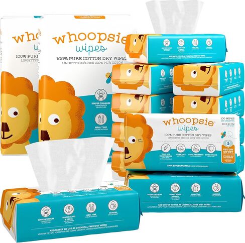 100% Pure Cotton Dry Wipes | 600 Count | Use Wet or Dry | Soft & Sensitive | Hypoallergenic | Extra Strong & Absorbent | Perfect for Diaper Changes, Runny Noses, Drool, Meal Time & Nursing in Saudi Arabia