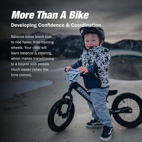 Strider 12" Pro Bike - No Pedal Balance Bicycle for Kids 1 to 4 Years - Includes Safety Pad, Padded Seat, Mini Grips & Flat-Free Tires - Tool Free in Kuwait