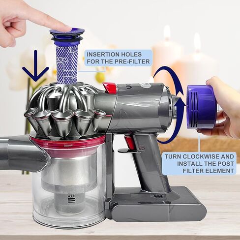 2 Pack Vacuum Filter Replacements for Dyson V10 Cyclone Series, V10 Animal, V10 Absolute, V10 Total Clean, SV12, dyson replacement filters Part No. 969082-01(2 Pack Filters and 1 Clean Brush) in Kuwait