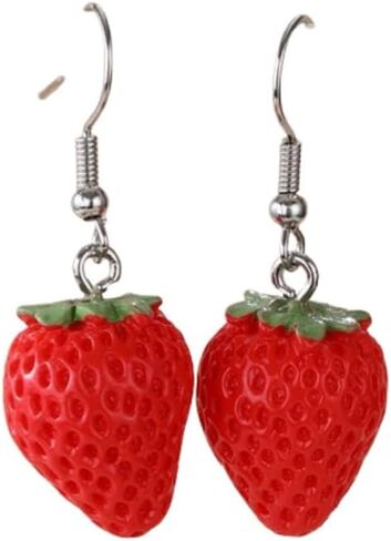 Cute 3D Fruit Dangle Earrings for Women Resin Imitation Food Drop Earrings Acrylic Strawberry Grape Orange Avocado Lemon Earrings Jewelry Gift- in Saudi Arabia