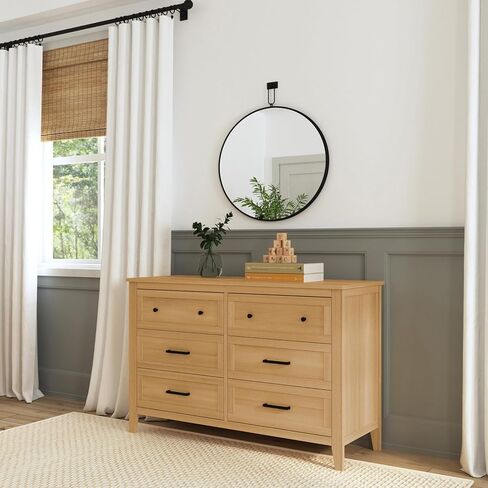 Davinci Beau 6-Drawer Baby Dresser, GREENGUARD Gold Certified, Honey | 6 Spacious Smooth-Gliding Drawers w/ Ample Storage - Durable & Modern Easy-to-Assemble Nursery Dresser for Kids, Boys & Girls in Saudi Arabia