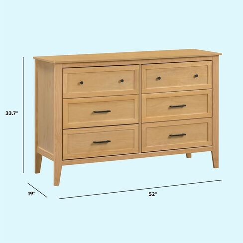 Davinci Beau 6-Drawer Baby Dresser, GREENGUARD Gold Certified, Honey | 6 Spacious Smooth-Gliding Drawers w/ Ample Storage - Durable & Modern Easy-to-Assemble Nursery Dresser for Kids, Boys & Girls in Saudi Arabia