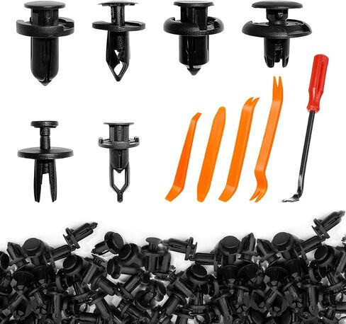 150pcs مقاطع التجنيب مصد السيارة ، مسامير تمدد 6.3 مم بحجم 6 مم 9 مم مع أدوات الإزالة ، مزاحات نايلون دفع مقاطع مقاطع للطفح. in Kuwait