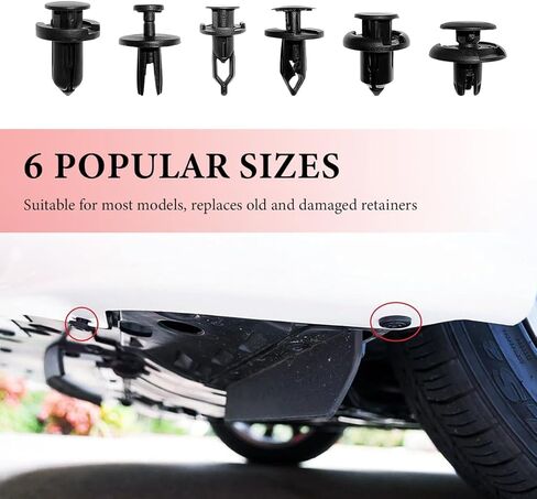 150pcs مقاطع التجنيب مصد السيارة ، مسامير تمدد 6.3 مم بحجم 6 مم 9 مم مع أدوات الإزالة ، مزاحات نايلون دفع مقاطع مقاطع للطفح. in Kuwait