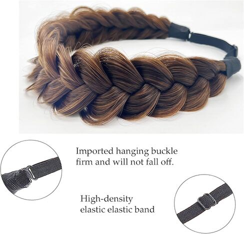 TOECWEGR Synthetic Hair Braided Headband Classic Wide Strands Wedding Disorderly Fluffy Braids Wig Band Women Beauty Accessory in Saudi Arabia