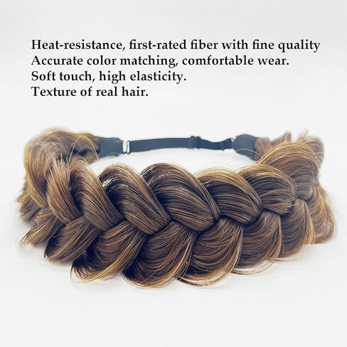 TOECWEGR Synthetic Hair Braided Headband Classic Wide Strands Wedding Disorderly Fluffy Braids Wig Band Women Beauty Accessory in Saudi Arabia