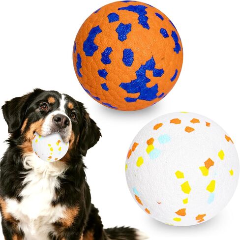 4 Pack Dog Balls, Indestructible Dog Tennis Ball Toys for Aggressive Chewers, Durable Teething Chew Toys Water Toy Fetch Balls for Large Medium Small Dogs and Puppies in Kuwait