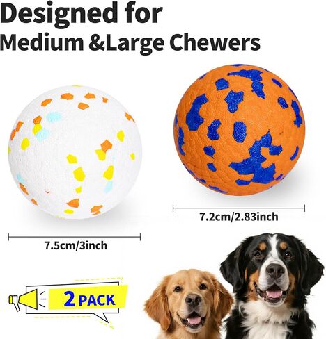 4 Pack Dog Balls, Indestructible Dog Tennis Ball Toys for Aggressive Chewers, Durable Teething Chew Toys Water Toy Fetch Balls for Large Medium Small Dogs and Puppies in Kuwait