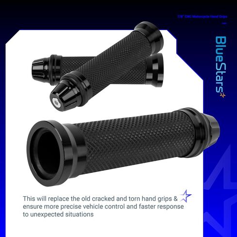 Bluestars CNC الألومنيوم المطاط دراجة نارية يدوية قبضة المقاود 7/8 " - متوافقة مع الدراجات الرياضية Scooters الدراجات البخارية - Nonslip مريحة دائمة in Saudi Arabia