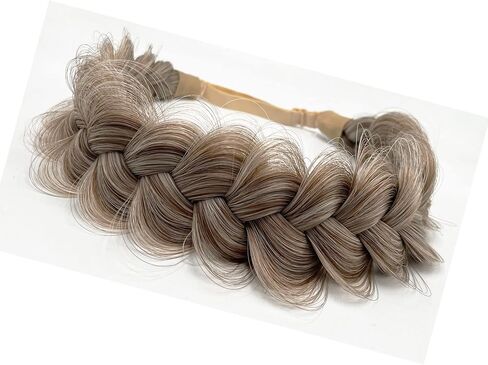 TOECWEGR Synthetic Hair Braided Headband Classic Wide Strands Wedding Disorderly Fluffy Braids Wig Band Women Beauty Accessory in Saudi Arabia