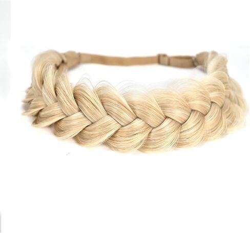 TOECWEGR Synthetic Hair Braided Headband Classic Wide Strands Wedding Disorderly Fluffy Braids Wig Band Women Beauty Accessory in Saudi Arabia