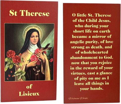Westmon Works St Therese Pewter مجموعة الميدالية المعدنية الإيطالية على سلسلة من الفولاذ المقاوم للصدأ مع بطاقة مقدسة معبأة in Saudi Arabia