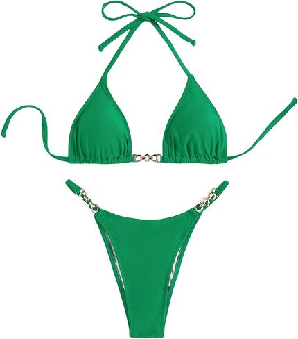 SHENHE Women's Sexy Bikini Sets Ring Triangle Tie Bathing Suits 2 Piece Swimsuits in Saudi Arabia