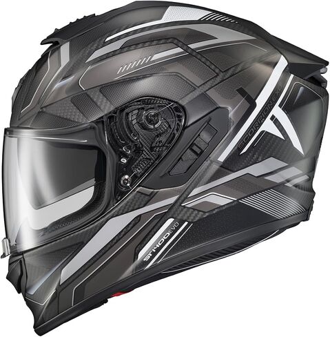Scorpionexo ST1400 Evo Carbon Fiber Full Face Sport Touring Street Motorcycle Helmet - Bluetooth Ready Seeper Pockets Dot ECE Solid (Gloss Black - Large) in Saudi Arabia