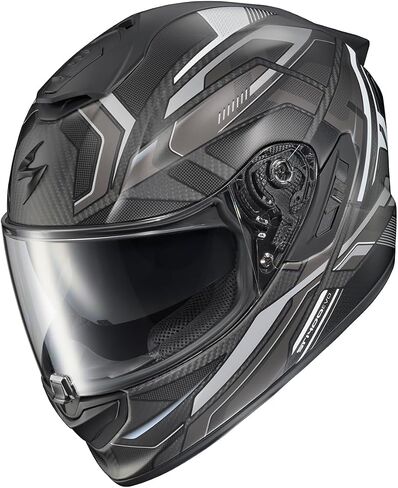 Scorpionexo ST1400 Evo Carbon Fiber Full Face Sport Touring Street Motorcycle Helmet - Bluetooth Ready Seeper Pockets Dot ECE Solid (Gloss Black - Large) in Saudi Arabia