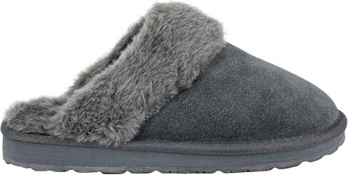 Clarks Womens Open Back Suede Leather Comfort Clog Slipper JMS0583C - Plush Faux Fur Trim - Indoor Outdoor House Slippers For Women (8 M US, Navy) in Saudi Arabia