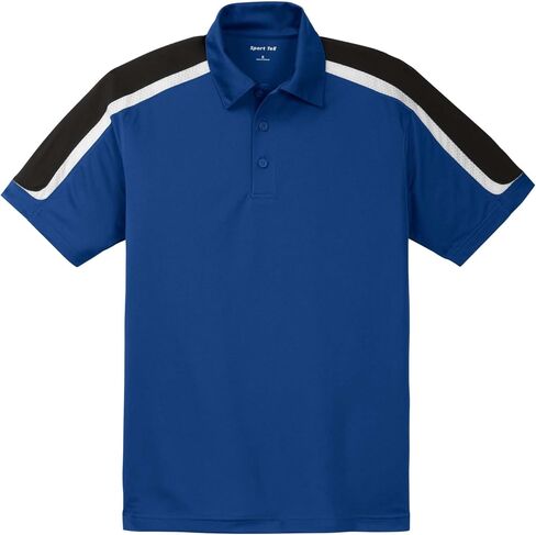 Sport-Tek للجنسين ثلاثي الألوان الكتف micropique micropique polo | قميص قصير الأكمام للرجال والنساء ، نوبة عرضية in Saudi Arabia