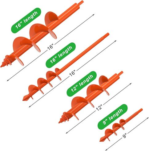 2Pack Auger Drill Bit for Planting, 1.6x16'' & 3x12'' Post Hole Digger, Spiral Garden Earth Auger Drill Bit for Fence Posts, Bulbs, Plants, Fits 3/8" Hex Drive Drill in Saudi Arabia