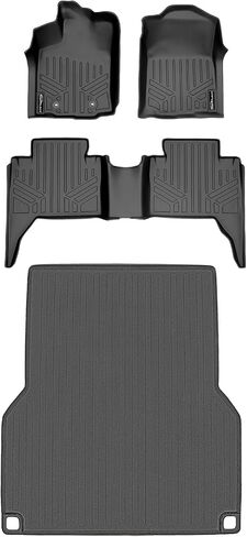 Smartliner Floor Mats 2 صفوف وبطانة سرير شاحنة أسود لعام 2016-2017 Toyota Tacoma Double Cab in Saudi Arabia