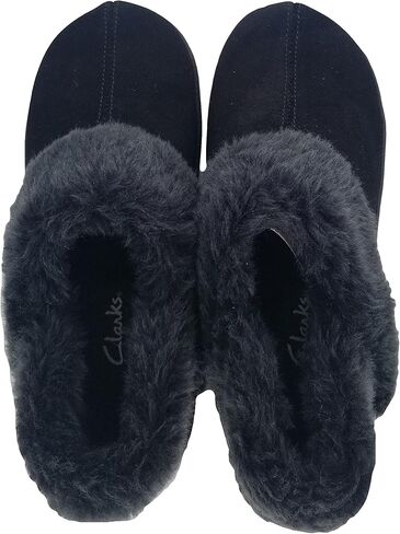 Clarks Womens Suede Leather Ankle Bootie Slipper JMH2034 - Plush Faux Fur Lined - Indoor Outdoor House Slippers For Women (8 M US, Brown/Brown Leopard) in Saudi Arabia