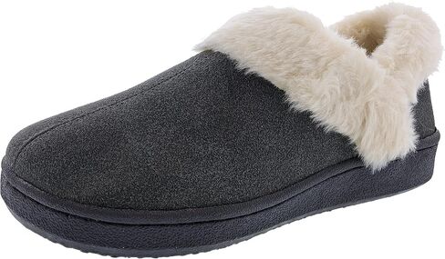 Clarks Womens Suede Leather Ankle Bootie Slipper JMH2034 - Plush Faux Fur Lined - Indoor Outdoor House Slippers For Women (8 M US, Brown/Brown Leopard) in Saudi Arabia