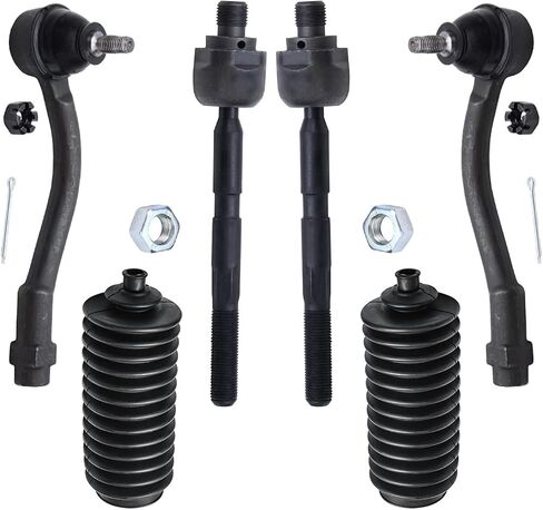 Detroit Axle - Front 6pc Tie Rods Kit for 2006-2011 Kia Rio Rio5, 4 Inner Outer Tie Rod Ends 2 Boots 2007 2008 2009 2010 Replacement in Saudi Arabia