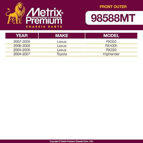 Metrix Premium Chassis Parts-2 PC Front Tie end end Kit Fits 2007-2009 لكزس Rx350 ، 2006-2008 لكزس Rx400H ، 04-06 لكزس Rx330 ، 04-07 تويوتا هايلاندر ، استبدال ES80944 ، صنع في أوروبا in Saudi Arabia