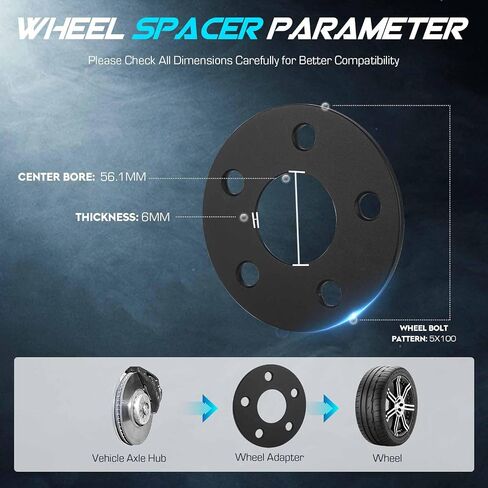 2PCs 5x100 Wheel Adapters 56.1mm Bore & 1/4"(6mm) Thickness fit for 2013-2022 BRZ&1995-2022 Impreza, 5 Lug Wheel Spacers for 1990-2014 Legacy&1998-2022 Forester&2005-2014 Outback and More in Saudi Arabia