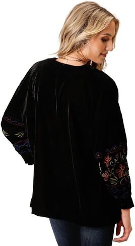 Roper Womens Black Polyester Velvet Open Front Blazer in Saudi Arabia