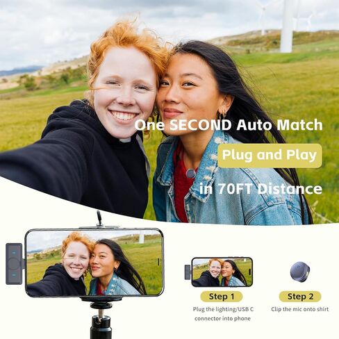 Wireless Lavalier Microphone – Lightning Plug & Play, Omnidirectional, Dual Lapel Mics, CVC Noise Cancellation, 150ft Wireless Transmission, Ultra-Lightweight, Compatible with iOS & Android in Saudi Arabia