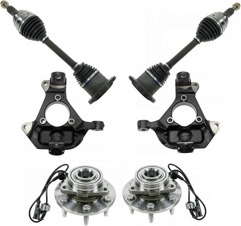 TRQ Front Drivetrain Kit CV Axle Shaft Assembly Steering Knuckle Wheel Hub Bearing Assembly Compatible with 07-14 Cadillac Chevrolet GMC in Saudi Arabia