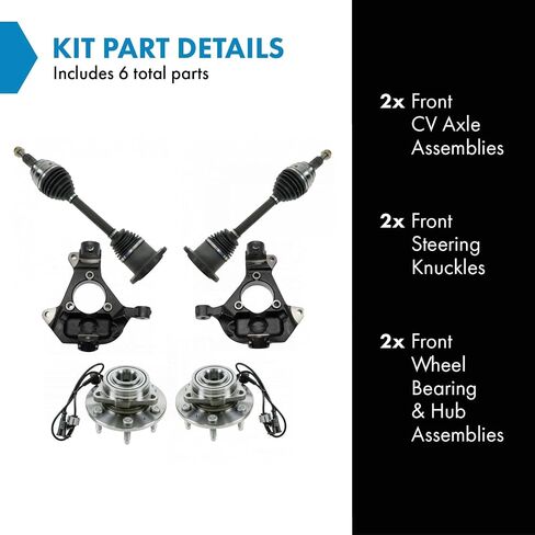 TRQ Front Drivetrain Kit CV Axle Shaft Assembly Steering Knuckle Wheel Hub Bearing Assembly Compatible with 07-14 Cadillac Chevrolet GMC in Saudi Arabia