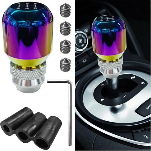Universal Aluminium Aluminium 5 Speed Manual Gear Shift Knob - مقبض تحول العصا القابل للتعديل مع 3 محولات ملولبة ، مقبض تحول علبة التروس للسيارات لمعظم المركبات (ملونة) in Kuwait