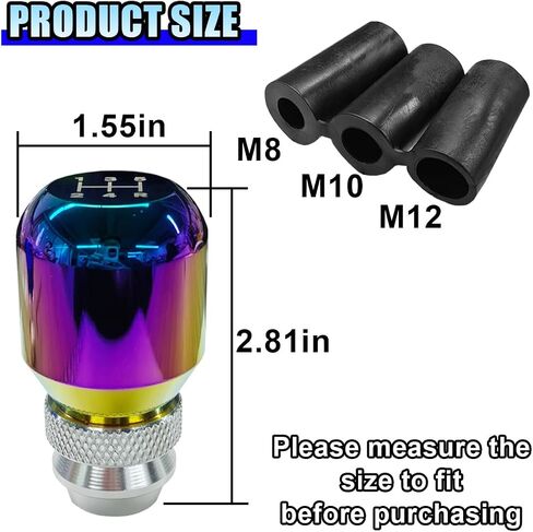 Universal Aluminium Aluminium 5 Speed Manual Gear Shift Knob - مقبض تحول العصا القابل للتعديل مع 3 محولات ملولبة ، مقبض تحول علبة التروس للسيارات لمعظم المركبات (ملونة) in Kuwait