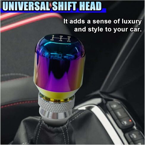 Universal Aluminium Aluminium 5 Speed Manual Gear Shift Knob - مقبض تحول العصا القابل للتعديل مع 3 محولات ملولبة ، مقبض تحول علبة التروس للسيارات لمعظم المركبات (ملونة) in Kuwait