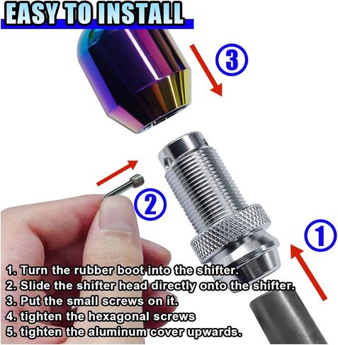 Universal Aluminium Aluminium 5 Speed Manual Gear Shift Knob - مقبض تحول العصا القابل للتعديل مع 3 محولات ملولبة ، مقبض تحول علبة التروس للسيارات لمعظم المركبات (ملونة) in Kuwait