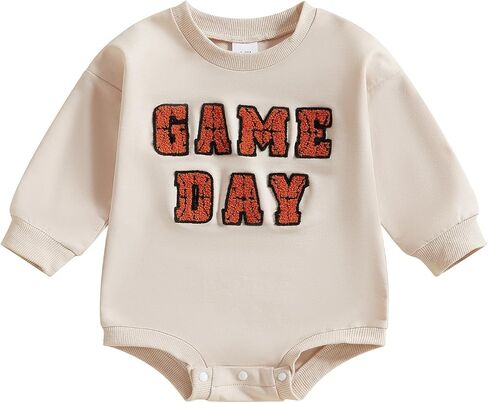 Baby Boy Girl Basketball Outfit Game Day Bubble Romper Long Sleeve Bodysuit Newborn Sweatshirt Infant Fall Clothes in Saudi Arabia