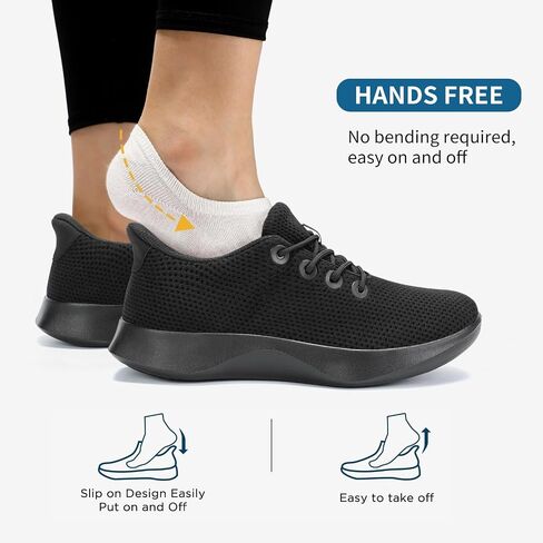 Tennis Walking Shoes Women Slip on Sneakers with Arch Support Orthopedic All Black Size 7.5 in Saudi Arabia