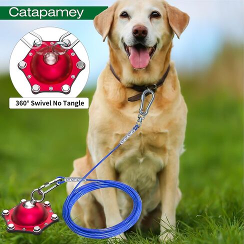 حصة التعادل الكلب (بدون كابل) ، 360 درجة دوار دوار المدى مرساة Dog عداء لسنوات مناسبة للكلاب الكبيرة التي تصل إلى 200 رطل حصة Dog لتوتر Long Leash و Cable-Dog Stakes for Outside in Kuwait