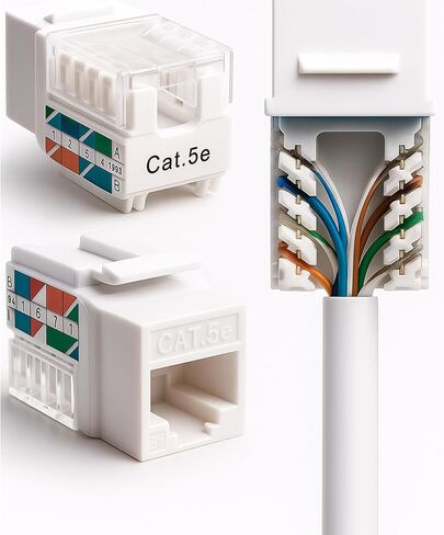 Cat5e Keystone Ethernet Wall Jack Punch Down UTP 45-Degree (Easier Termination Than 90-Degree), RJ45 Slim Profile Speed Termination Orange 45° Angled (500 Pack) in Saudi Arabia
