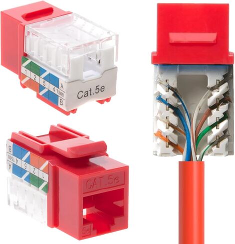 Cat5e Keystone Ethernet Wall Jack Punch Down UTP 45-Degree (Easier Termination Than 90-Degree), RJ45 Slim Profile Speed Termination Orange 45° Angled (500 Pack) in Saudi Arabia