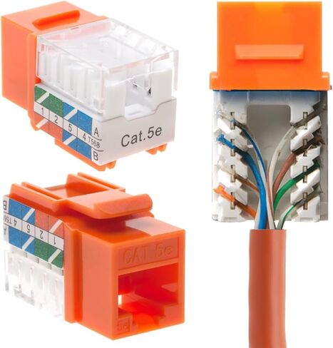 Cat5e Keystone Ethernet Wall Jack Punch Down UTP 45-Degree (Easier Termination Than 90-Degree), RJ45 Slim Profile Speed Termination White 45° Angled (500 Pack) in Saudi Arabia