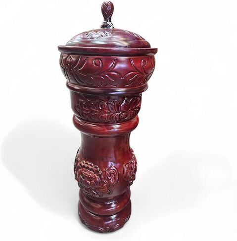Pilon de Shango-Orula Red Cedar Wood ، 22 "قاعدة على طراز الطبل المنحوت-تقدم Santeria Orisha من الطقوس والمذابح in Kuwait