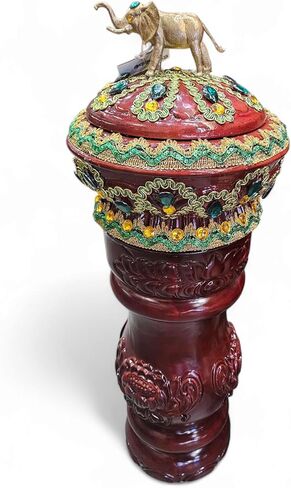 Pilon de Shango-Orula Red Cedar Wood ، 22 "قاعدة على طراز الطبل المنحوت-تقدم Santeria Orisha من الطقوس والمذابح in Kuwait