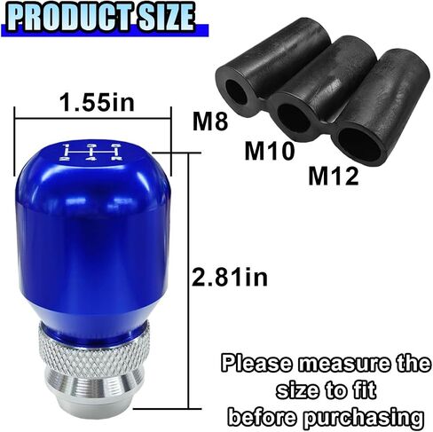 Universal Aluminium Aluminium 5 Speed Manual Gear Shift Knob - مقبض تحول العصا القابل للتعديل مع 3 محولات ملولبة ، مقبض تحول علبة التروس للسيارات لمعظم المركبات (ملونة) in Kuwait