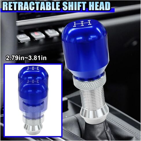 Universal Aluminium Aluminium 5 Speed Manual Gear Shift Knob - مقبض تحول العصا القابل للتعديل مع 3 محولات ملولبة ، مقبض تحول علبة التروس للسيارات لمعظم المركبات (ملونة) in Kuwait