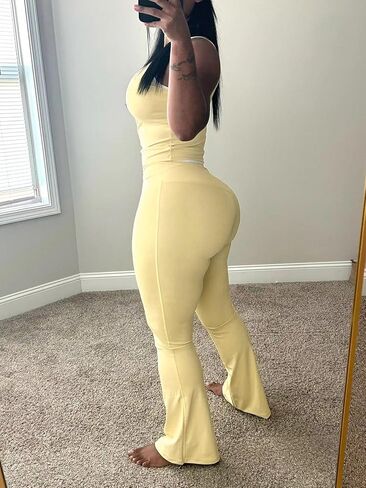 XZLUFNY 2 Piece Workout Sets for Women High Waist Legging with Color Block Sport Tank Top Gym Outfits in Kuwait