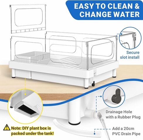 طقم خزان سلحفاة صغيرة (خزان+مصباح+مرشح) ، طقم لبداية خزان السلحفاة الأكريليك ، موائل سلحفاة سلحفاة مع مناطق متعددة الوظائف للزواحف الصغيرة (مجموعة بيضاء) in Kuwait