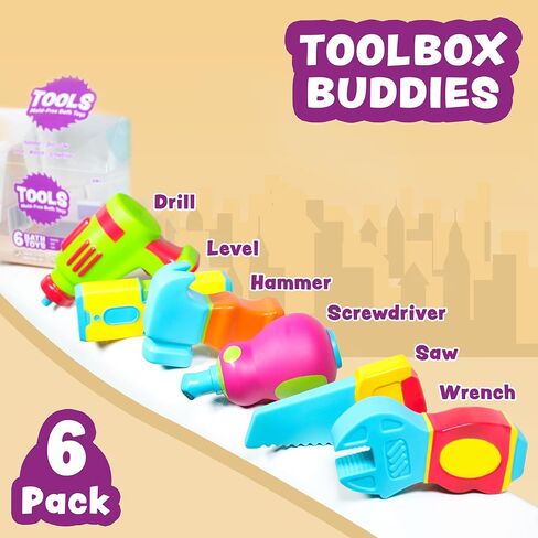 Tub Works® Construction™ Trucks Mold Free Bath Toys, 6 Pack | Sealed, No Hole Bath Toys Design Keeps Moisture Out | Soft, Squeezable & Float on Water | Baby & Toddler Bath Toys | Kids Car Bath Toys in Saudi Arabia